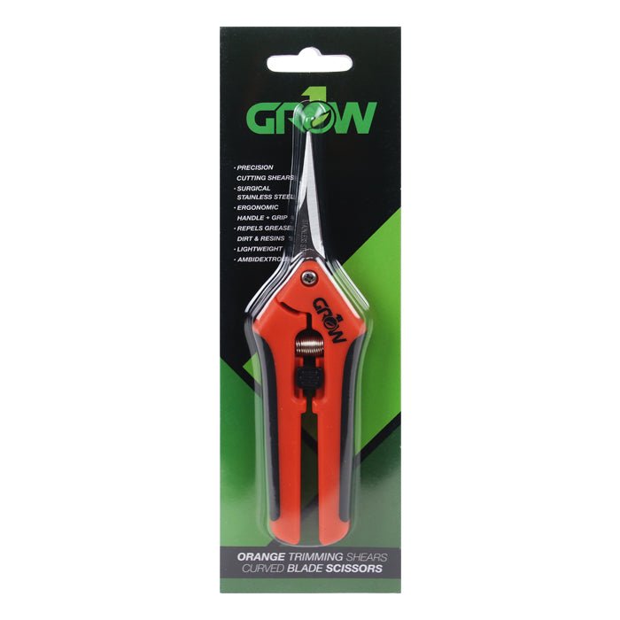 Grow1 Orange Trimming Shears, Straight Blade Scissors INCORRECT PACKAGING - SOLD "AS-IS" - 815 Gardens